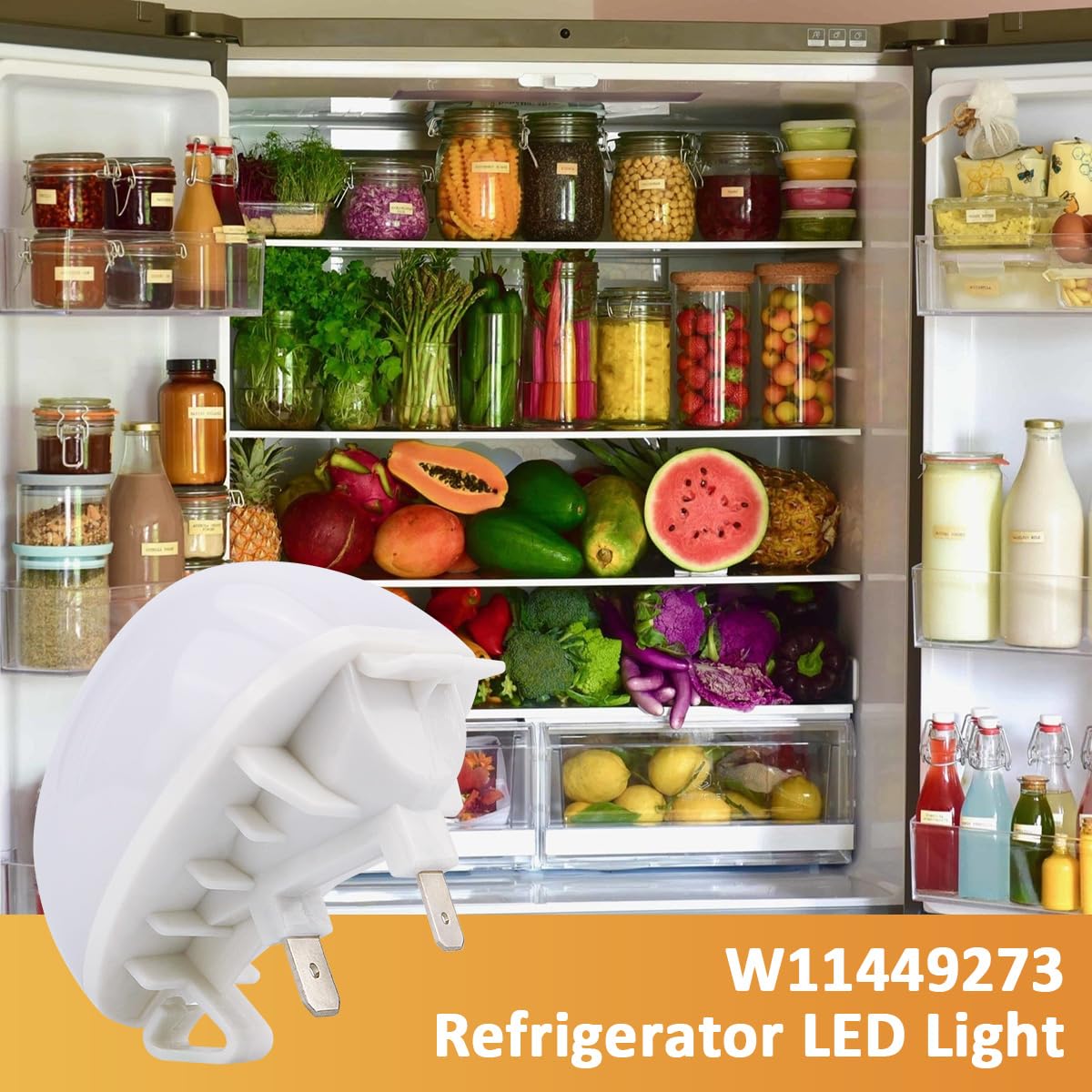 EAGLEGGO W11251749 Refrigerator LED Light Bulb for Whirlpool Kitchenaid Kenmore Amana Refrigerator Freezer Light Replaces AP7192759 W11520324 W11468934 W11549780 W11449273 W11602886 Fridge Light