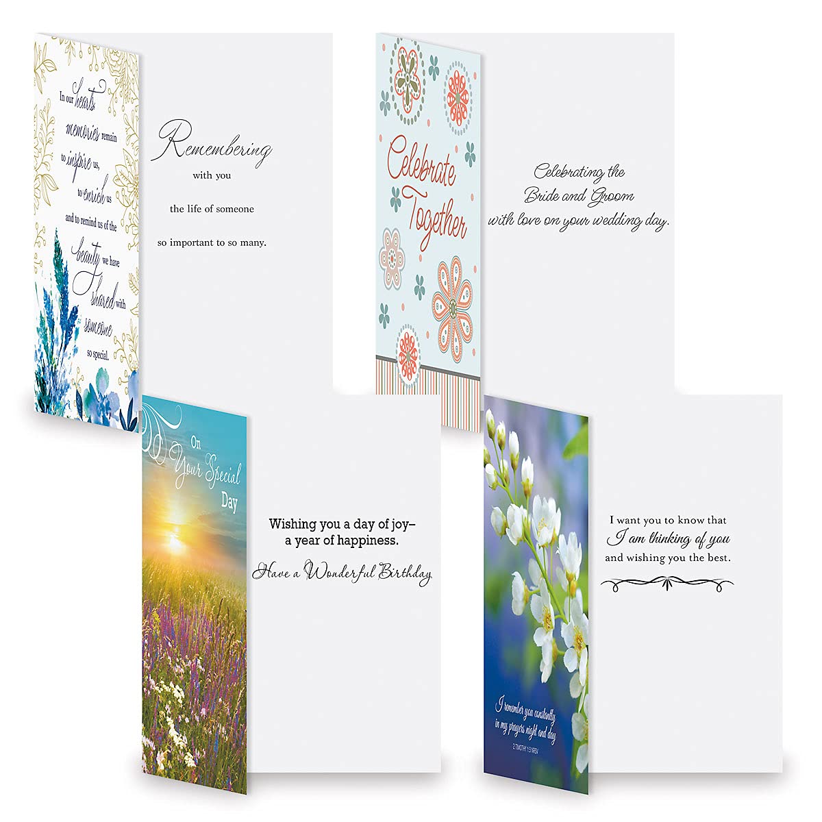 Current Faith Assorted Cards with Envelopes All Occasion - 20 Pack, Large 5" x 7" Christian Cards with Sentiments, Variety of Get Well, Sympathy, Birthday, Anniversary & Thinking of You
