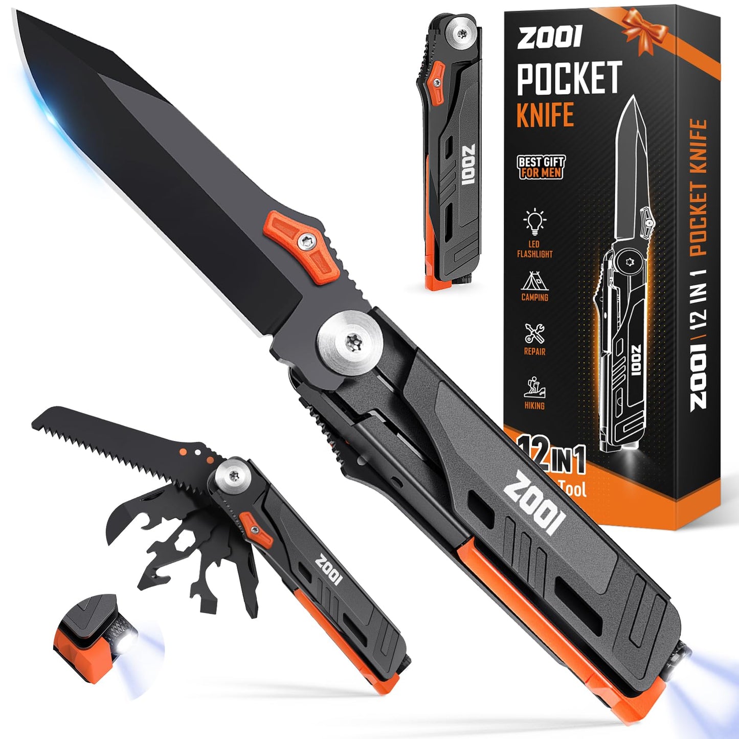ZOOI Fathers Day Mens Gifts for Husband Dad, Gifts for Men Dad, Pocket Multitool, EDC Gear, Fathers Day Dad Gifts from Daughter Son Wife, Gifts for Him Boyfriend, Pocket Tools for Fishing Camping Gear