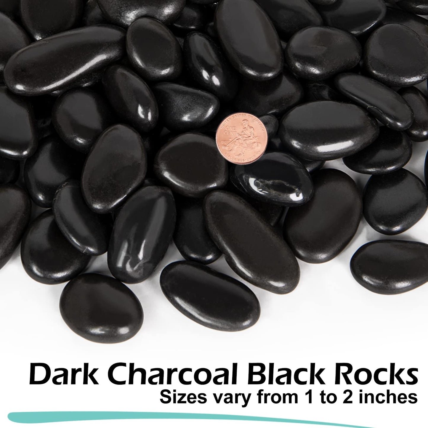 GASPRO 15 Pound Black River Rocks and 10LB Flat Glass Marbles for Vase, Plants, Succulents, Landscaping, Garden and More