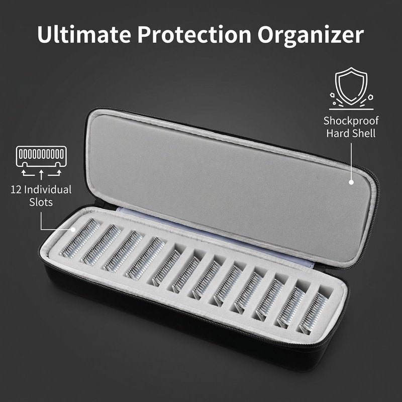 Comecase Clipper Blade Case Holder Organizer, Hard EVA Travel Carrying Storage for Wahl/for Andis/for Oster A5 Detachable Blades, Holds 12 Blades for Barbers and Pet Groomers (Box Only)