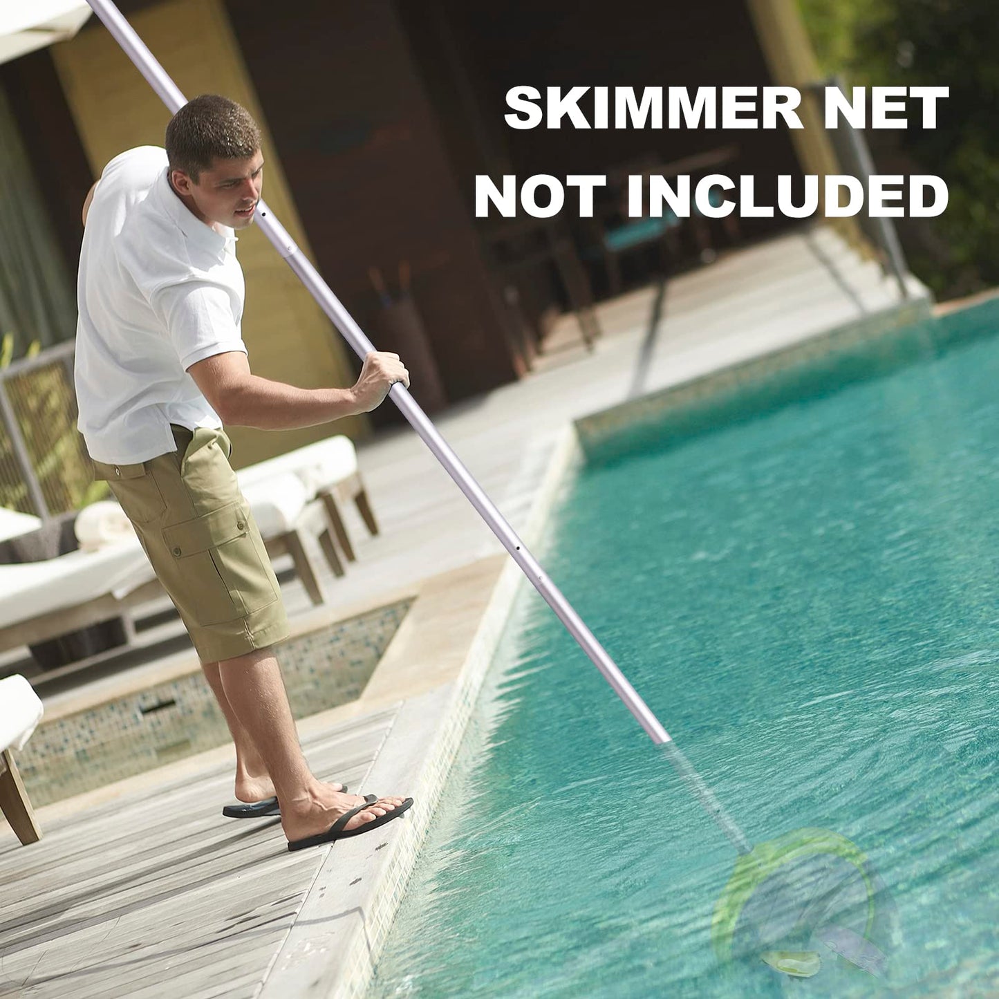 Sepetrel Pool Pole - Professional 15 Foot Telescoping Swimming Pool Cleaning Poles,Adjustable Telescopic Pole,for Skimmer Net,Brush,Vacuum Head