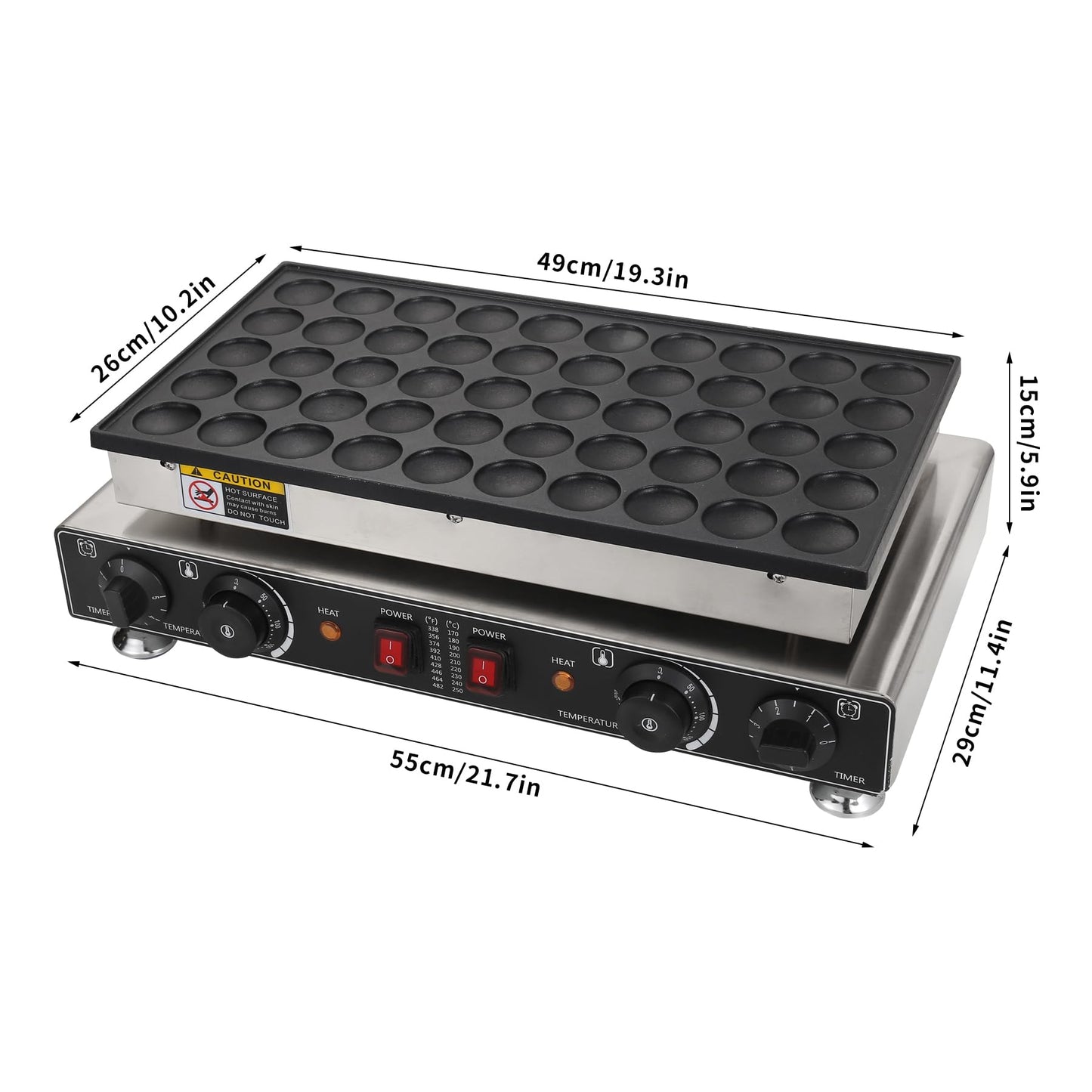 Heuyrao 50PCS Mini Dutch Pancake Baker, 110V 1800W Commercial Pancake Maker Machine, 1.6 Inches Electric Nonstick Pancake Maker, Commercial Muffin Maker for Home Kitchen & Restaurant