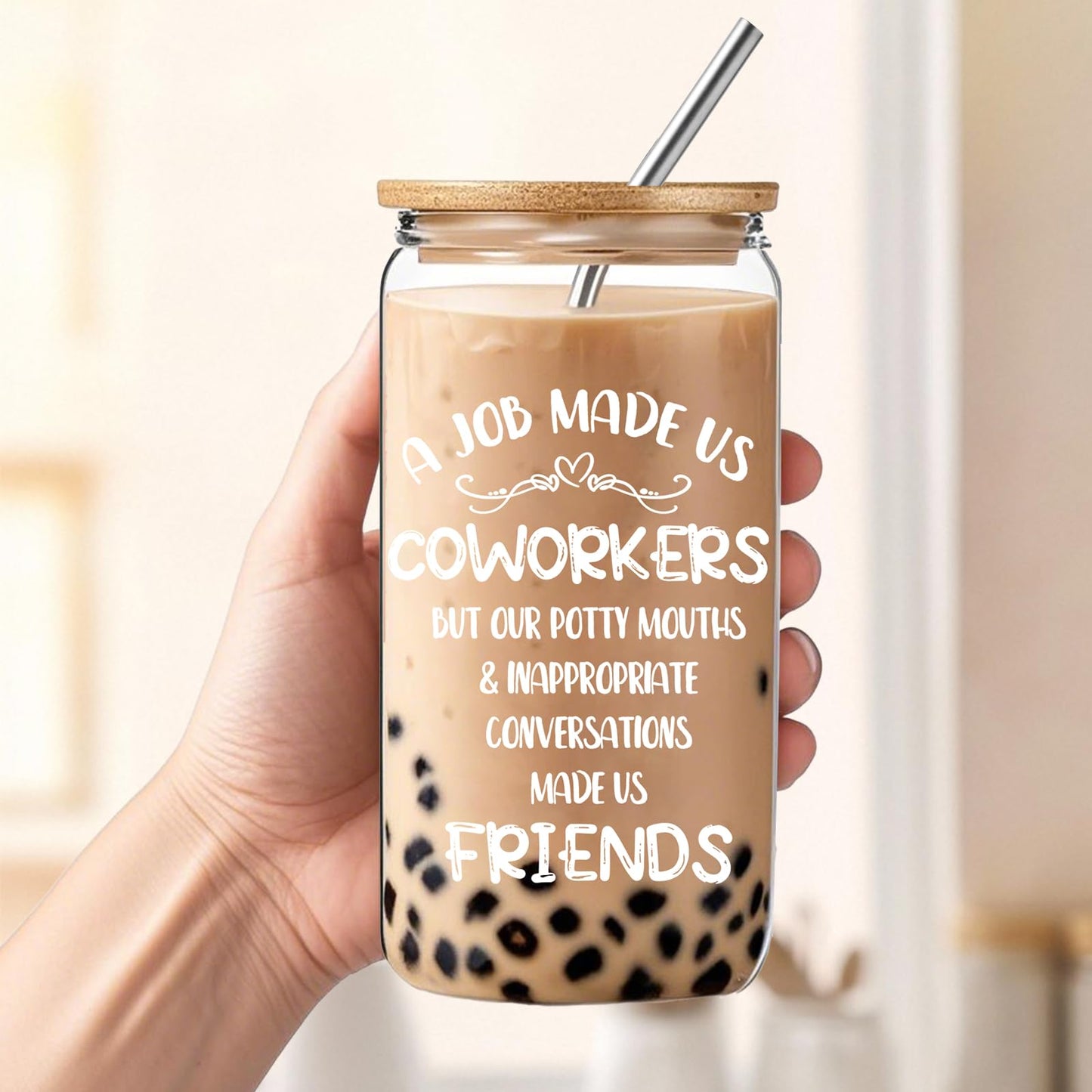 EUJTCO Best Friends friends-b job Gifts for Women, Farewell Friendship Gifts for Friend, Coworker Gift Thank You Gift Set with 16 Oz Glass Cup Socks