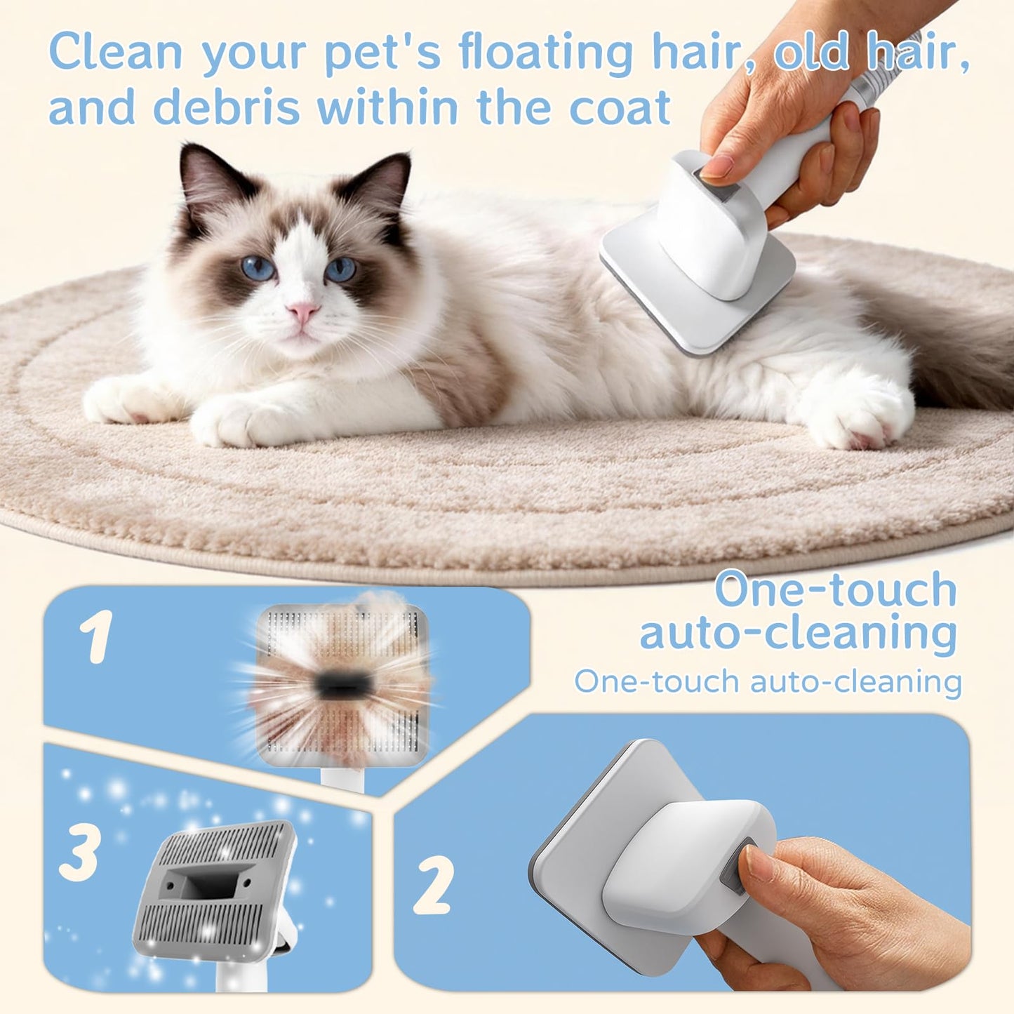 8VR Dog Grooming Kit, Pet Grooming Vacuum with Pet Clipper Nail Grinder, Dog Hair Vacuum with 6 Pet Grooming Tools for Dogs Cats Shedding Grooming