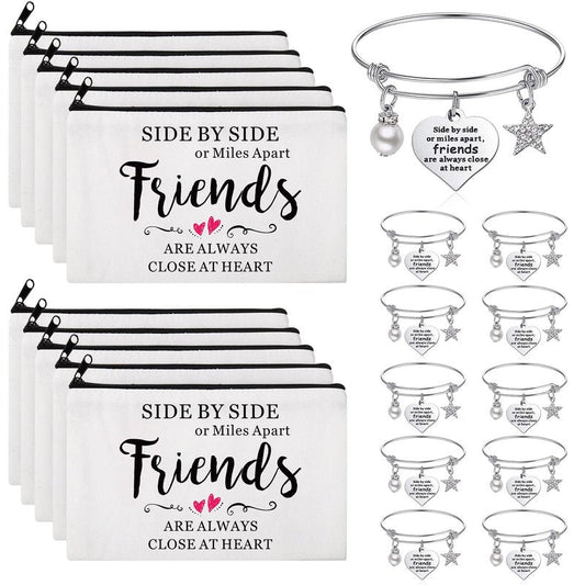 Abbylike 20 Pieces Friends Group Gifts Bulk for Women Friendship Bracelets Makeup Bags Friendsgiving Long Distance Present Party Favors for Friend Family Sister Birthday