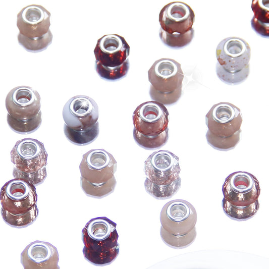 200 Pieces Large Hole Beads Spacer Bead Champagne Assorted European Craft Big Beads Large Hole Lampwork Murano Fairy Wand Garden Bead for DIY Pens Bracelet Necklace Keychain Jewelry Making Supplies