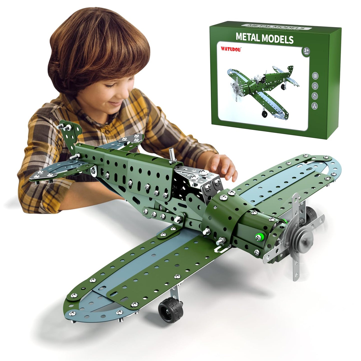 Model Airplane STEM Building Projects Toys - DIY Building STEM Projects Toys for Kids Boys Girls Ages 8-12-16, Assembly Science Kit Model Plane Birthday Gift Toys for Kids Boys 8 9 10 11 12 Years Old