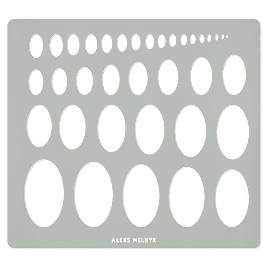 Aleks Melnyk No.210 Metal Ellipse Template, Stencil, Geometric Template, Ellipse Master, Art Oval Tool, Isometric Drawing, Lapidary, Cabochons, Geometric Ruler, Jewelry Oval