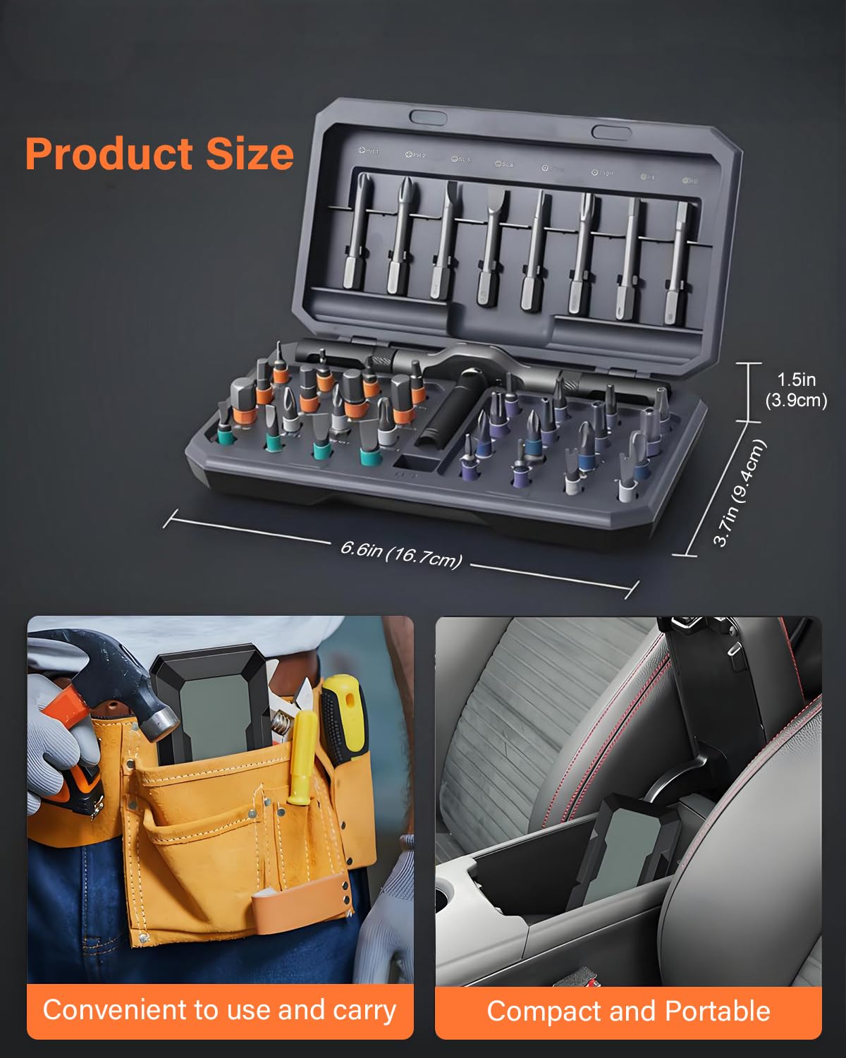 42 in 1 Magnetic Screwdriver Set, Ratchet Screwdriver Set, DIY Multi Bit Magnetic Drive Set with Detachable Ratchet Handle, Portable Compact Repair Tool Kit for Furniture Computer Bicycle, Grey