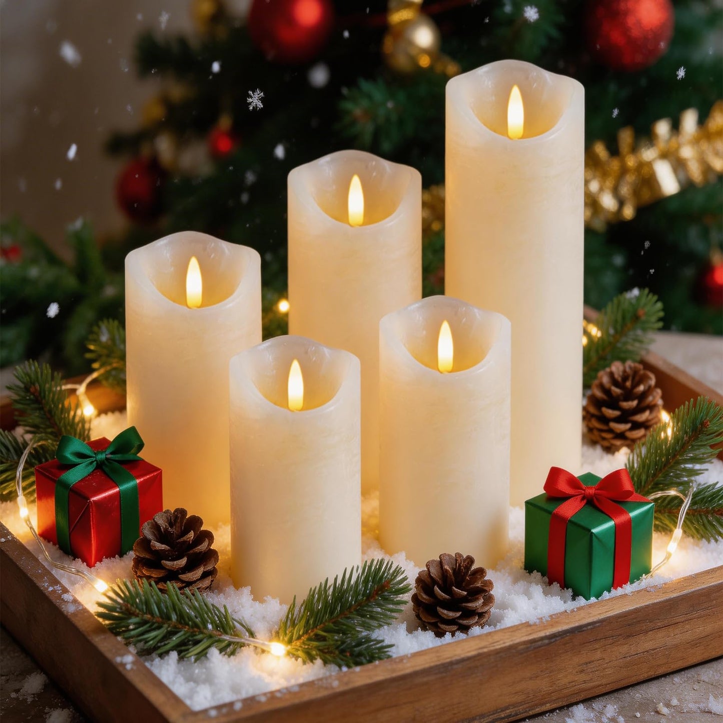 MiKoyi Flameless Pillar Candles with Remote, Battery Operated Candles Real Wax, [5-Pack] Fake LED Flickering flameless Candle with Timer Function for Room Home Decor (2.2" * 5/5.5/6/7/8"") - White"