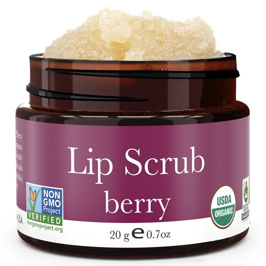 USDA Organic Lip Scrub Berry - USA Made with Natural Ingredients, Valentines Day Gifts, Moisturizing Scrub Exfoliator for Dry Lips, Lip Sugar Scrubber Exfoliator for Smooth Lips, Small Beauty Gifts