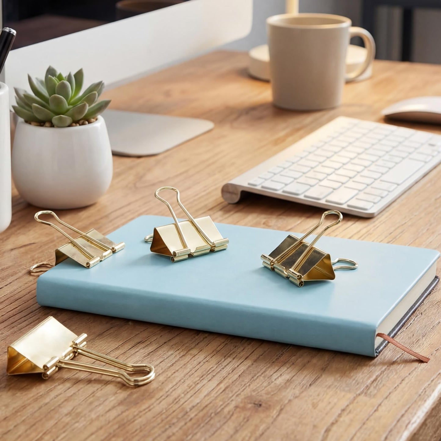 Frienda 12 Pack 2 Inch Extra Large Binder Clips Big Paper Clamps Metallic Large Paper Clips with Grip Reusable Office Organization Supplies for School Office Home (Gold)