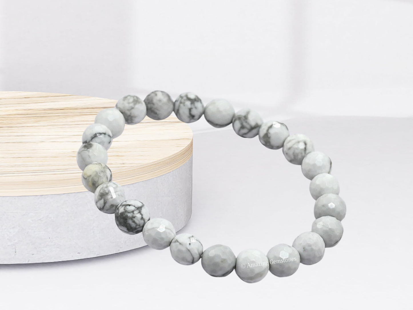 Amazing Gemstone Howlite Bracelet for Women - Chakra Mens Bracelet Protection Crystals and Healing Stones - Blessing Bracelet Spiritual Meditation Gift Christmas Stocking Stuffers