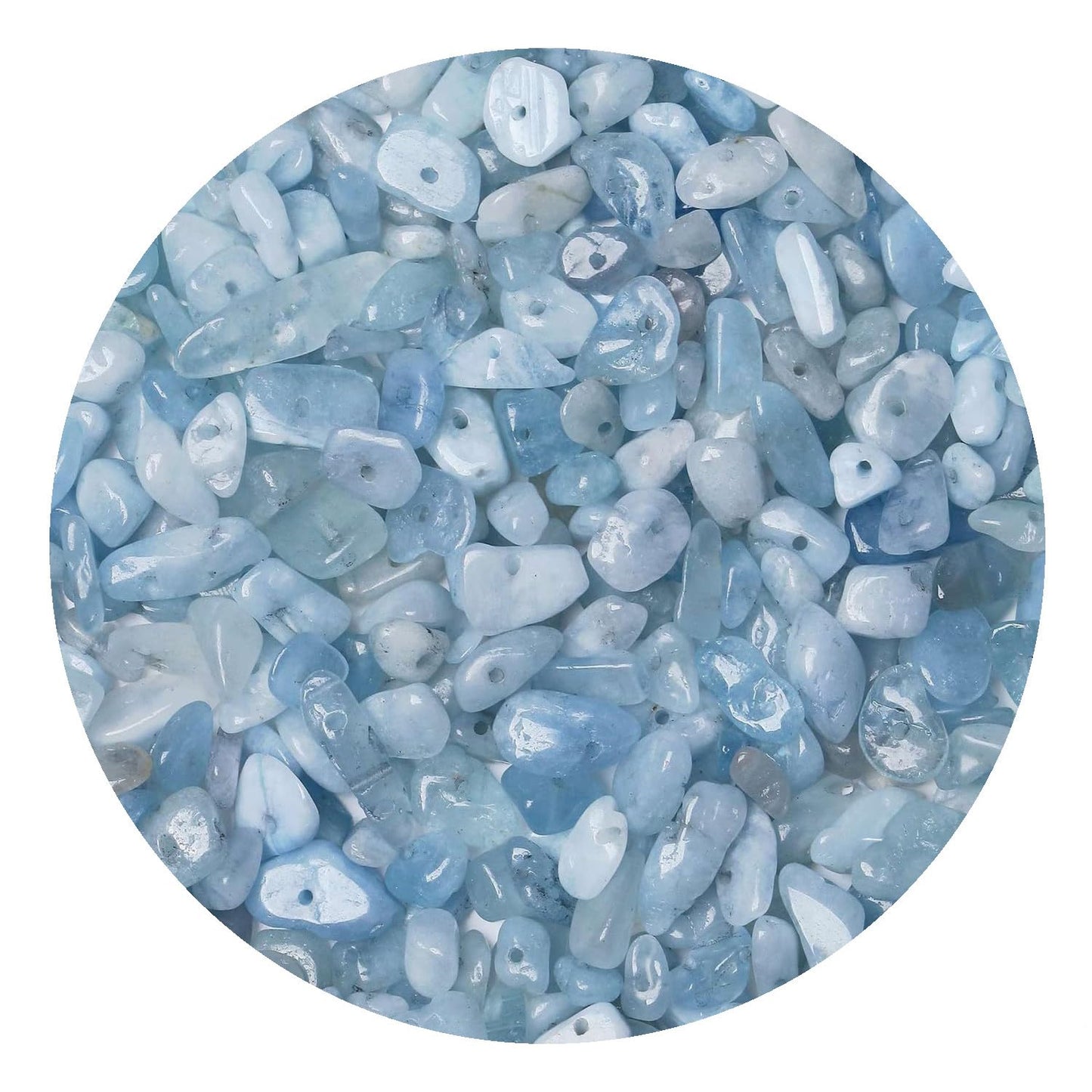 Natural Chip Stone Beads 450pcs Aquamarine Chips 5-8mm Genuine Real Irregular Healing Crystal Rocks Hole Drilled DIY Loose Gemstone Beads for Jewelry Making Bracelet Earrings Necklace Crafting