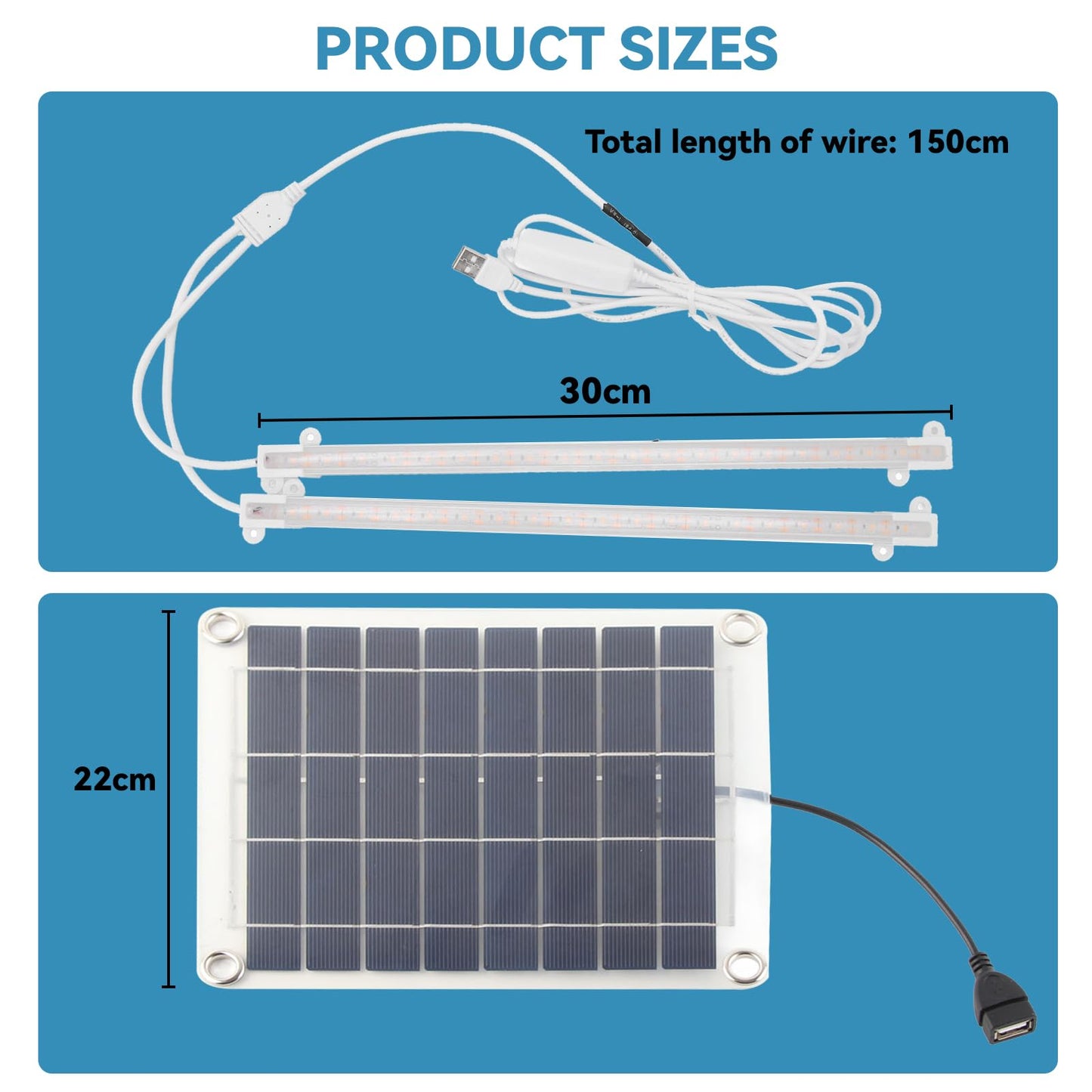 Solar Grow Lights for Outdoor Plants, Adjust Gooseneck Grow Light for Indoor Plants, Solar Plant Grow Light for Indoor Garden Balcony Greenhouse Herbs Vegetables Flowers Potted (30W)