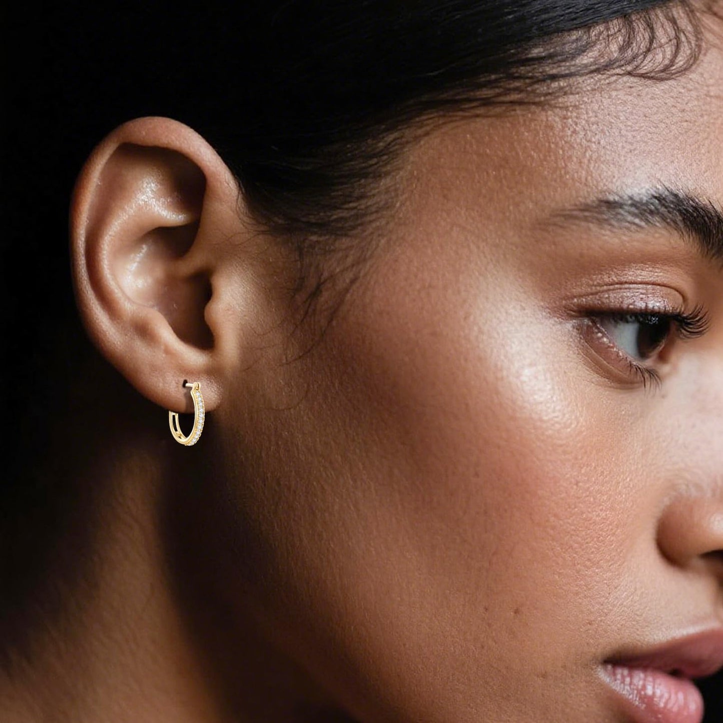 14K Gold Hoop Earrings for Women Small Trendy Womens Gold Hoops Earring with Cubic Zirconia Hypoallergenic 16mm