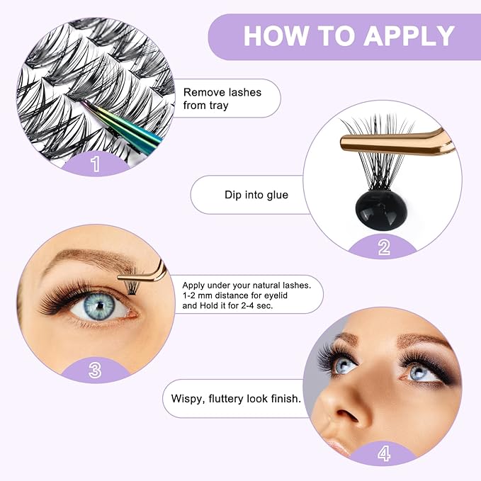 B&Q Lash Clusters 280PCS Natural Eyelash Clusters 40D D 10mm Individual Lash Wispy Eyelash Extension with Soft Thin Band Classic Look Pestañas Postizas Comfortable DIY at Home(40D-D-10mm)