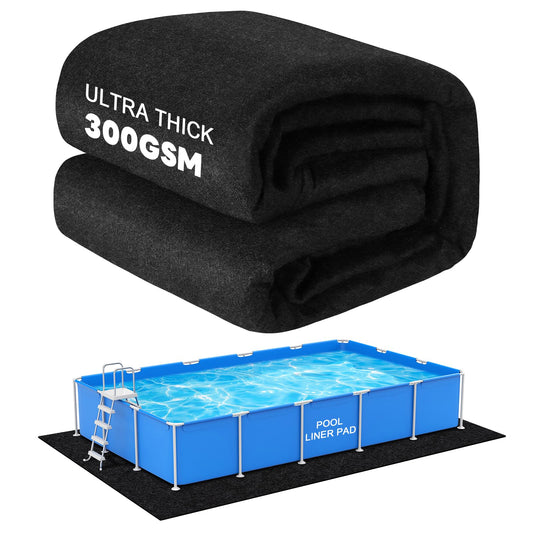 12x24ft Rectangle Pool Liner Pad for Above Ground Pools,300G/M² Thicker Pool Liner Pad, Durable Density Puncture Resistant Mat,Effortless to Install, Pools Bottom Liner Protector, Extend Liner Life