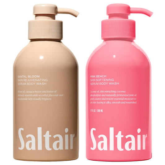Saltair Body Wash Variety Pack – Santal Vanilla: Santal Bloom & Pink Beach – Moisturizing Body Wash – Scented Shower Gel for Women and Men – 2x 17oz – Paraben & Cruelty-Free