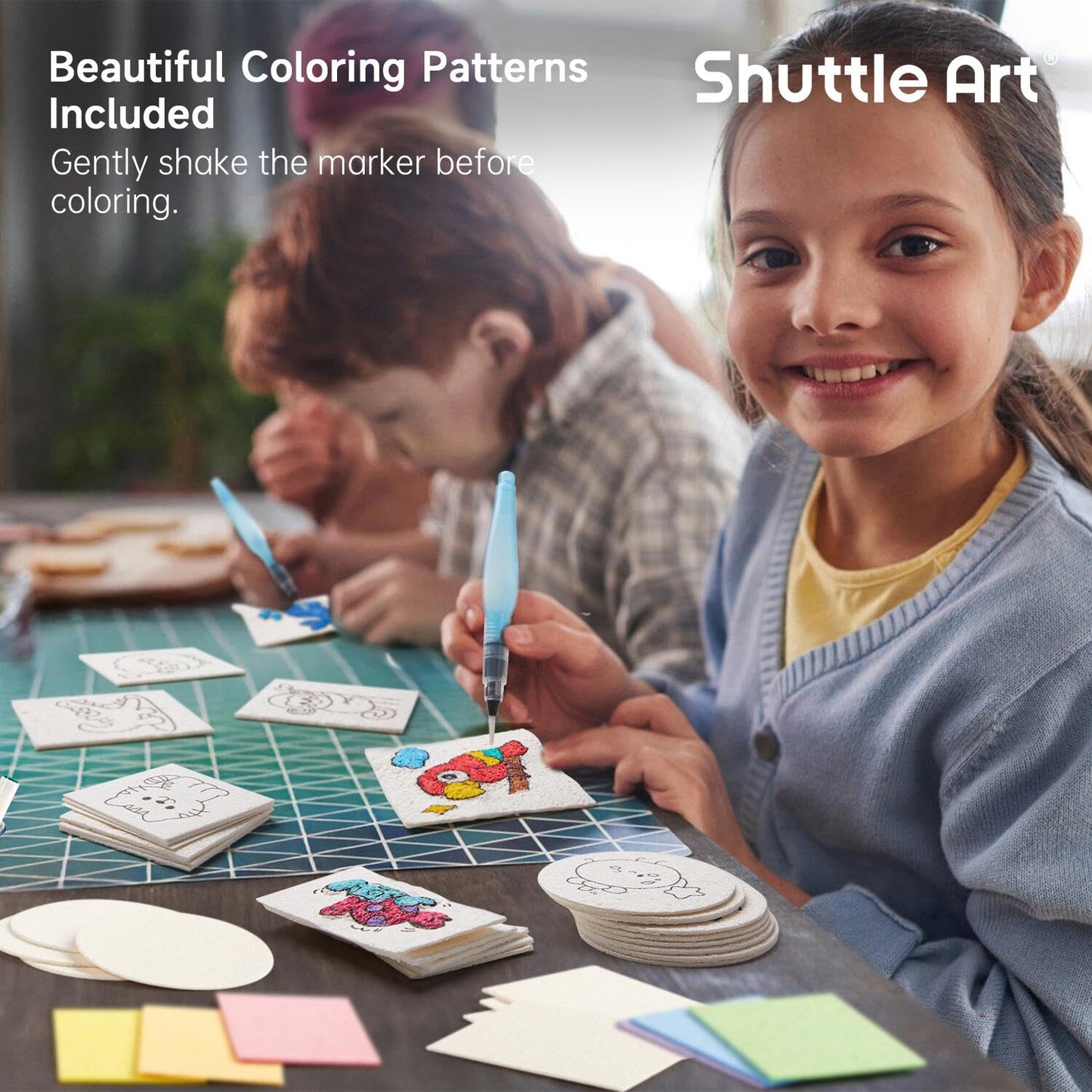 Shuttle Art 68 Pcs Magic Foam Texture Painting Refill Paper Kit - 60 Sheets of Upgraded Foam Texture Paper for a Magical 3D Effect