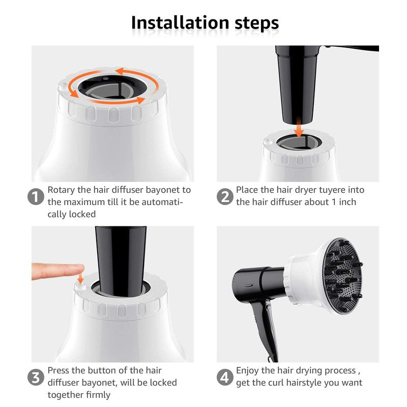 Universal Hair Diffuser Hair Dryer Diffuser Attachment for Curly Wave Thick and Nature Hair Profession Blow Dryer Diffuser Attachment Use Honeycomb Element Adjustable to 1.4-2.6 inch for Dryer Nozzle