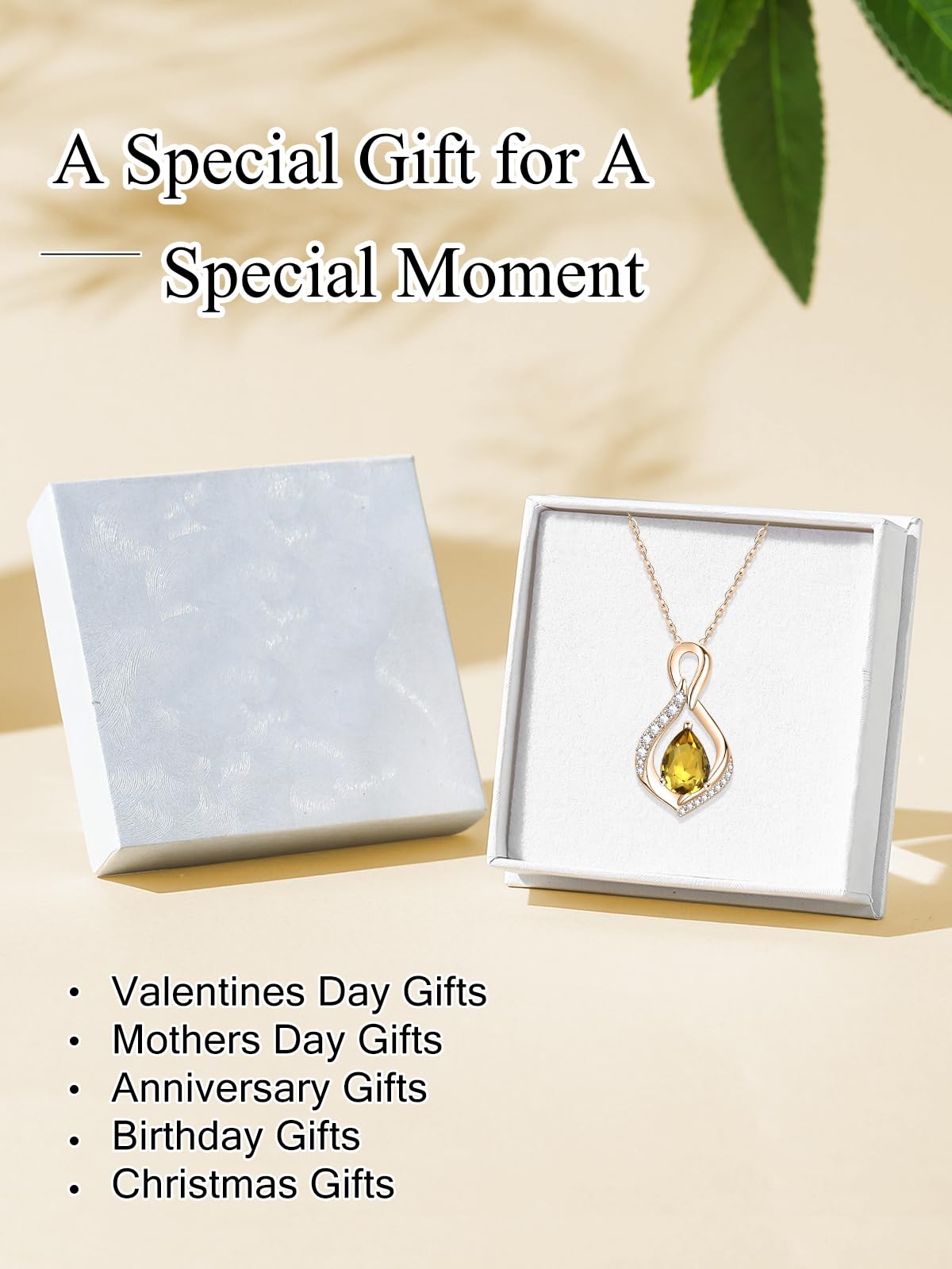 JIYVY32 Citrine Infinity Necklace for Women November Birthstone Necklaces Rose Gold Plating Anniversary Birthday Gifts for Wife Her Mom Girlfriend Birthstone Jewelry Gifts for Women