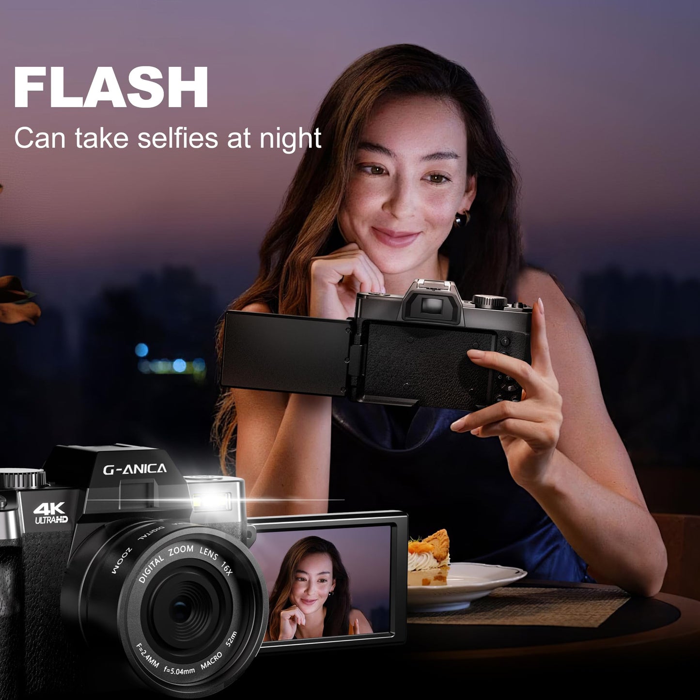 Digital Cameras for Photography with WiFi & App Control, 4K&48MP Vlogging Camera for YouTube,Compact Camera,Perfect for Entry-Level Users and Beginners with Macro&Wide Lens-32GB Card