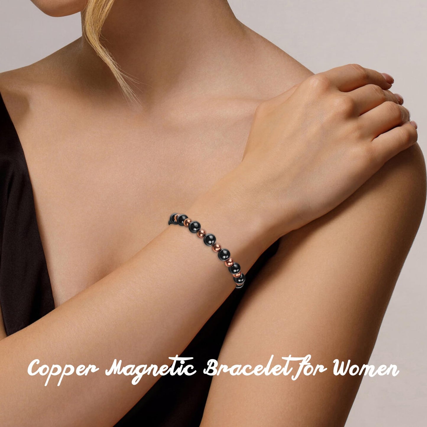 PEALICIOUS Copper Bracelet for Women and Men, 8MM Copper Magnetic Bracelet with 3800 Gauss Magnets Beads as Mother Day Gift for Mom, Cooper Hematite Jewelry Pulsera De Cobre para Mujer for Parents