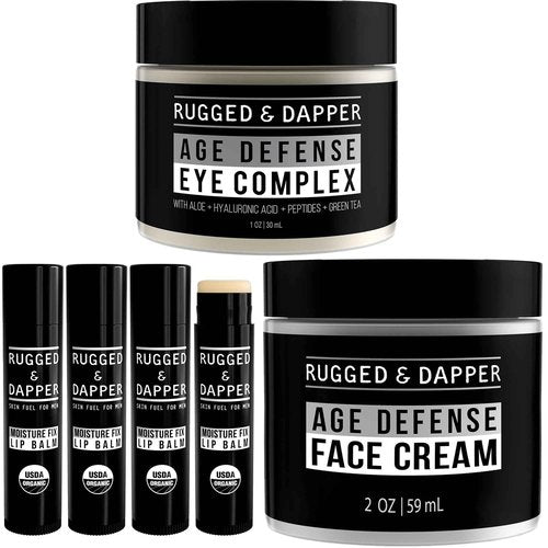 RUGGED & DAPPER Hydration Remedy Lip Balm, Age Defense Face Cream & Age Defense Eye Complex