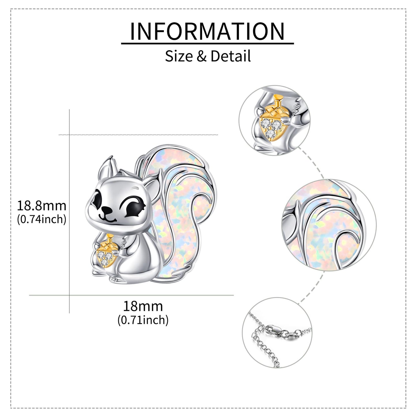 YAFEINI Squirrel Necklace 925 Sterling Silver Opal Squirrel Pendant Necklace Opal Jewelry for Women Squirrel Lovers Christmas Birthday Gift