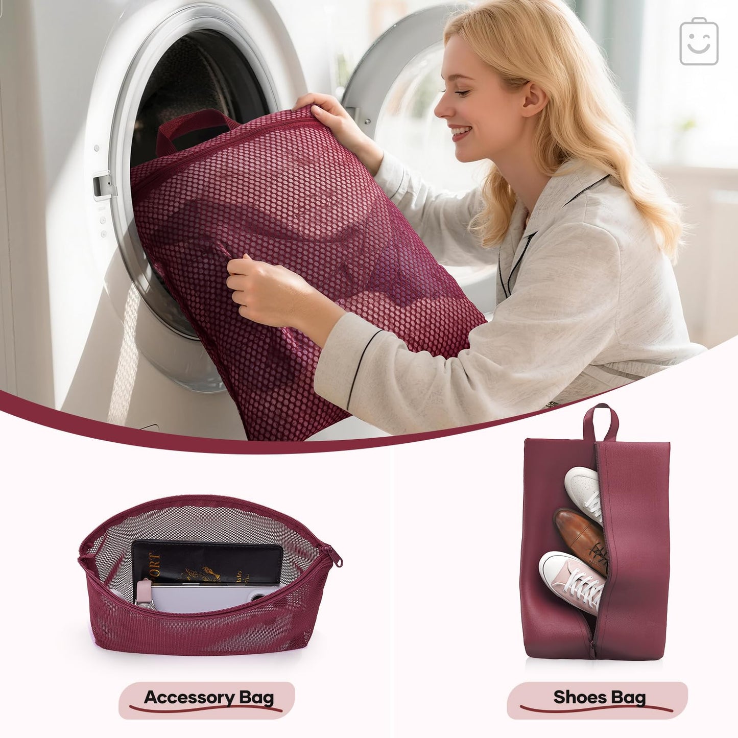 Veken 9/11 Set Compression Packing Cubes for Travel Essentials,Compressible Expandable Large Luggage Suitcase Organizer Bags for Clothing,Durable Space Saver Storage Bags with Toiletry Bags(Wine Red)