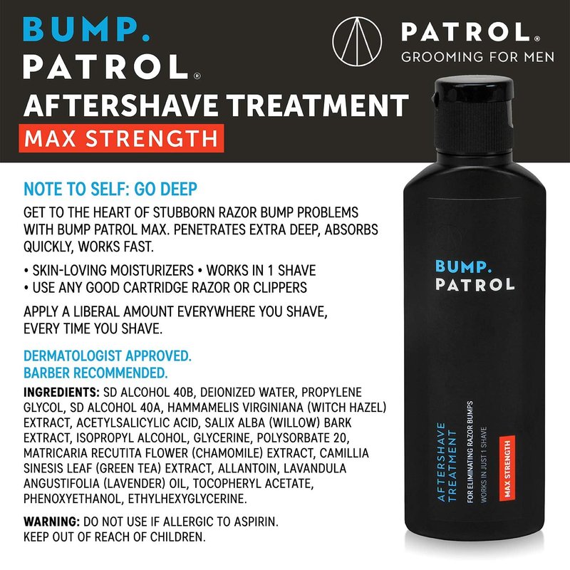 Bump Patrol Maximum Strength Aftershave Treatment Serum – Razor Bump Stopper and Ingrown Hair Treatment for Men and Women, Fast Acting Salicylic Acid for Razor Burn & Shaving Irritation - 2 oz Pack 2