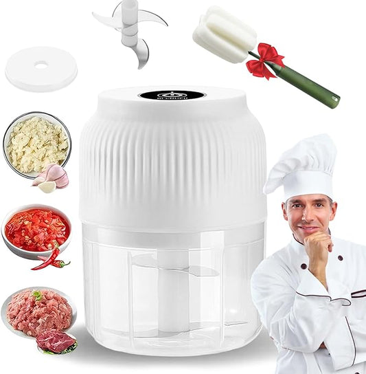 2026 Upgraded Electric Garlic Chopper, Mini Portable Veggie Cutter, USB Rechargeable, 350ML Portable Cordless Mini Food Processor for Nuts Chili Onion Minced Meat and Spices (White*1)