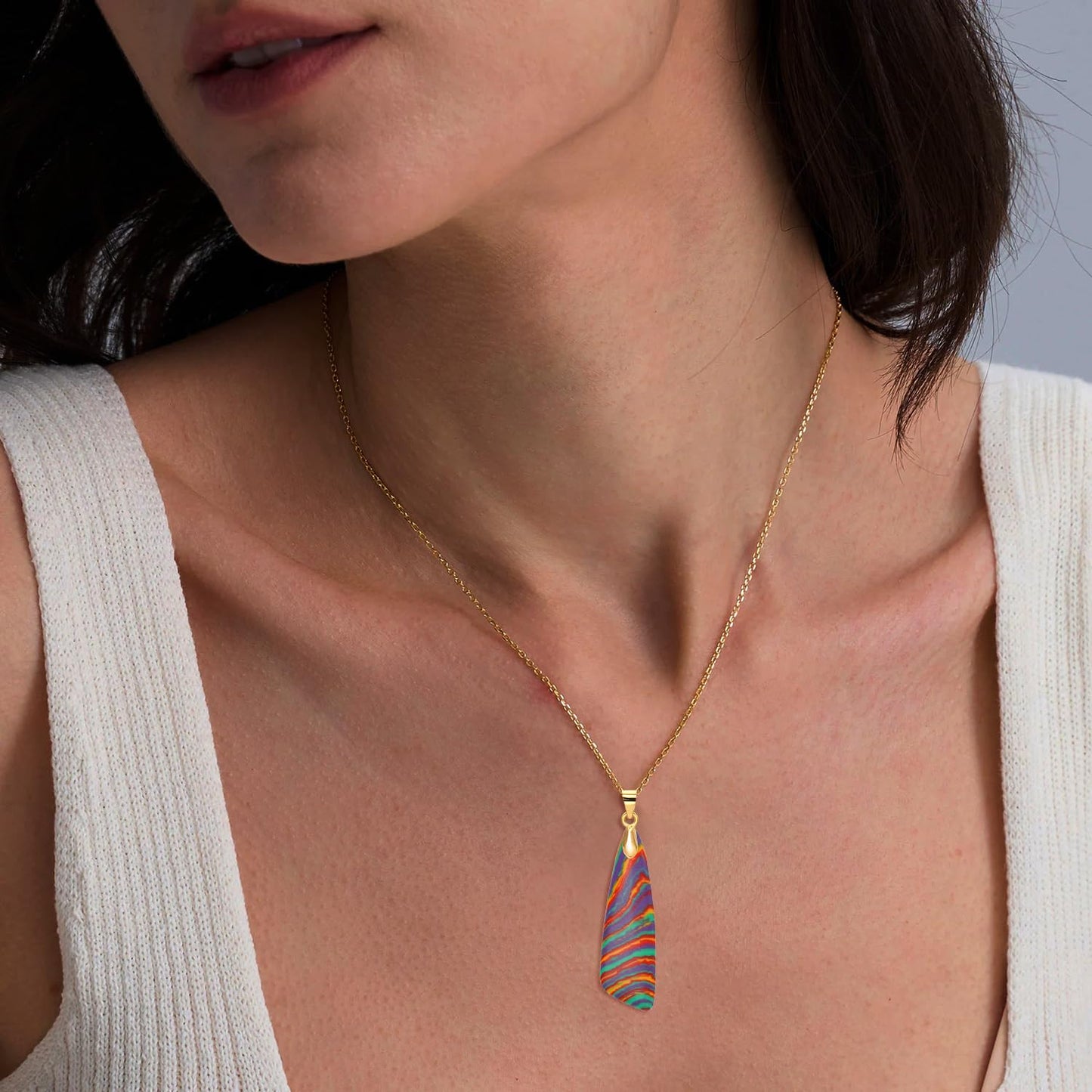 Wovanoo Nature Stone Necklaces for Women Boho Pendant Necklace 18K Gold Chain Necklaces Flower Gold