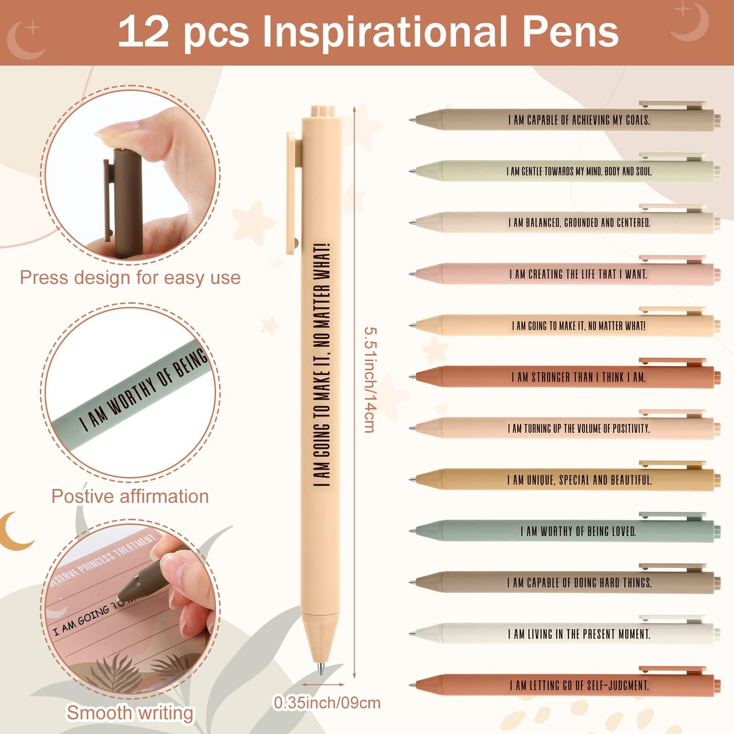 Funrous 36 Pcs Positive Affirmation Gift for Women Bulk Inspirational Sticky Notes with Pens Bags Mothers Day Gifts for Coworkers Employee Teacher Nurse Staff Home Office Gifts Supplies (Boho)