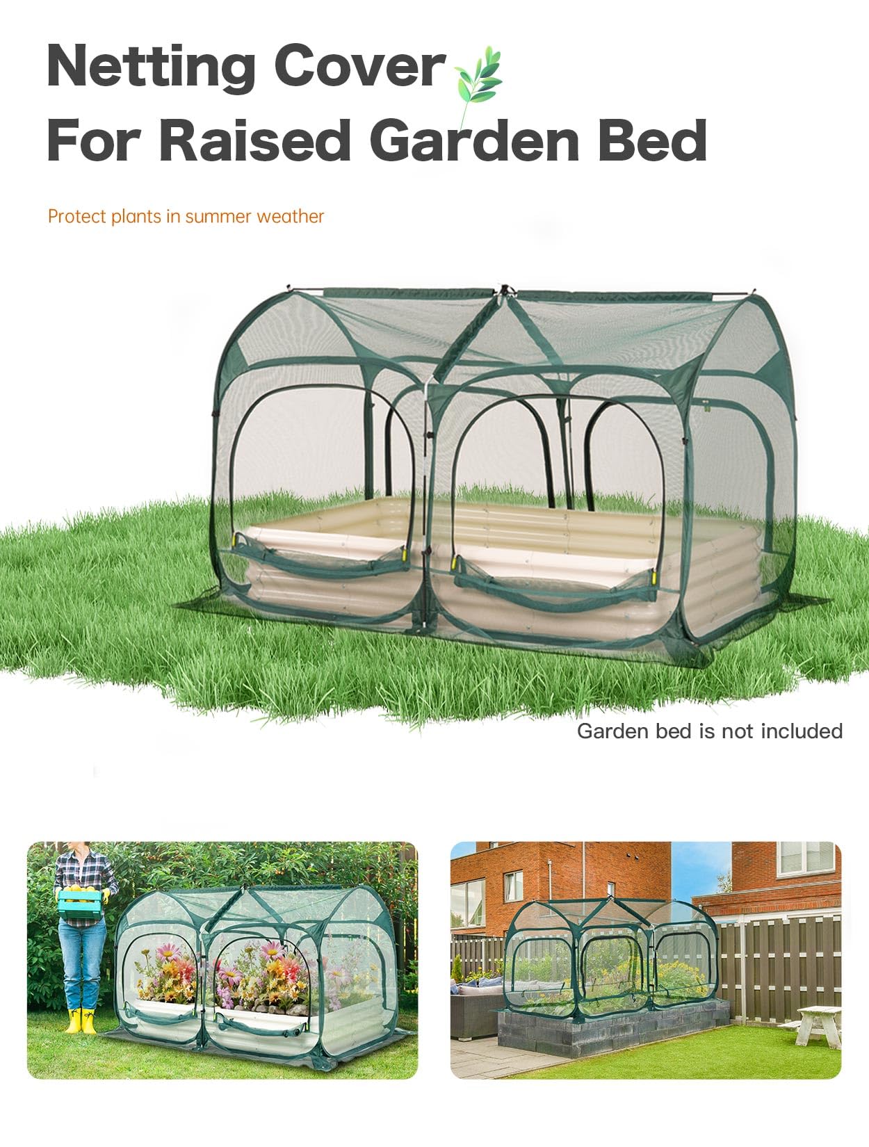 Poray Large 8.2x4FT Plant Netting Cover, Pop up Tunnel Crop Cage Gardening Net,Pest Guard Cover for Vegetables &Fruits,Durable Gardening Net for Plant and Animal