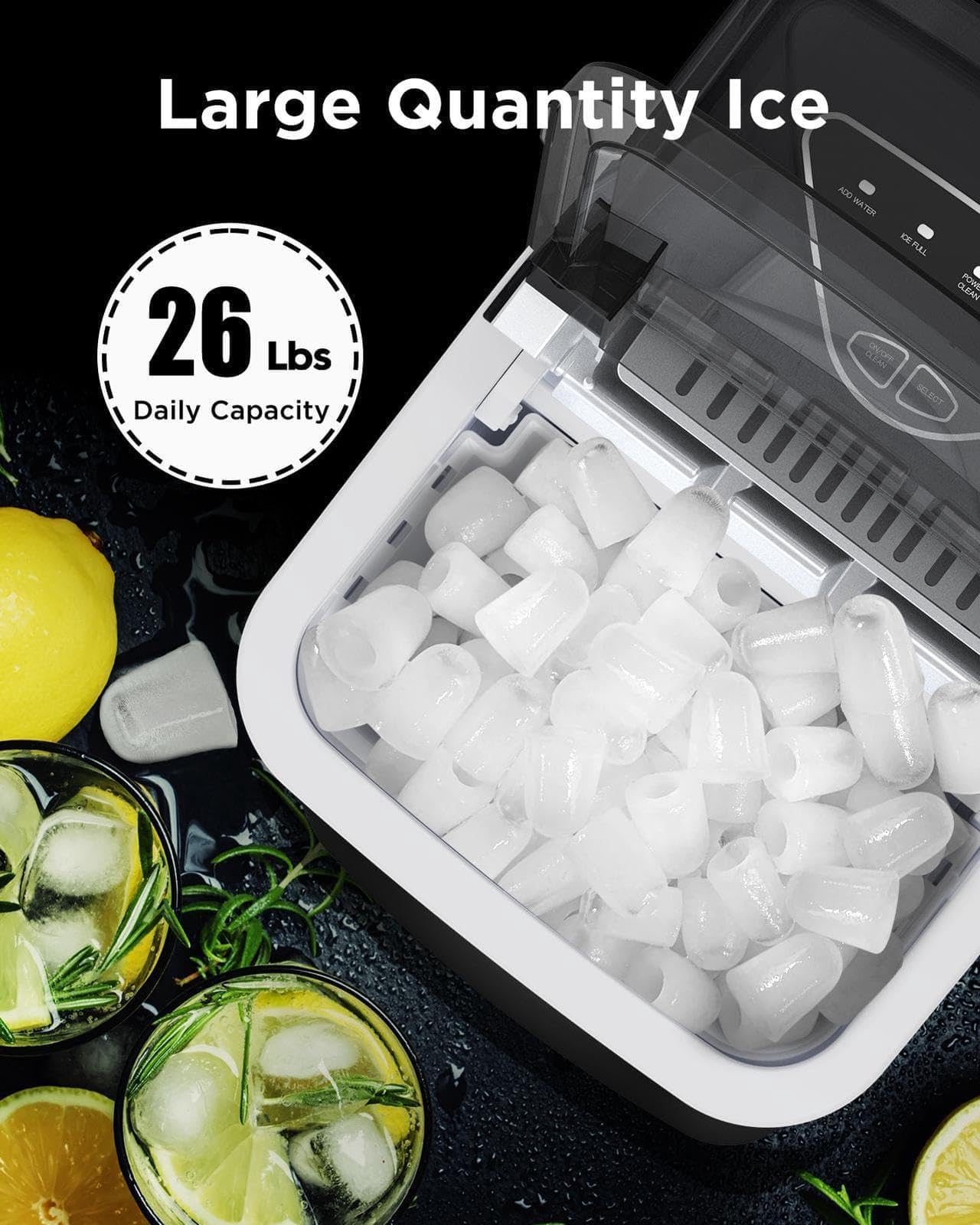Silonn Portable Ice Maker Countertop, Self-Cleaning Ice Machine with Carry Handle, Includes Basket & Scoop, Produces 9 Ice Cubes in 6 Minutes, 12KG Daily Capacity, Ideal for Home Camping and RVs