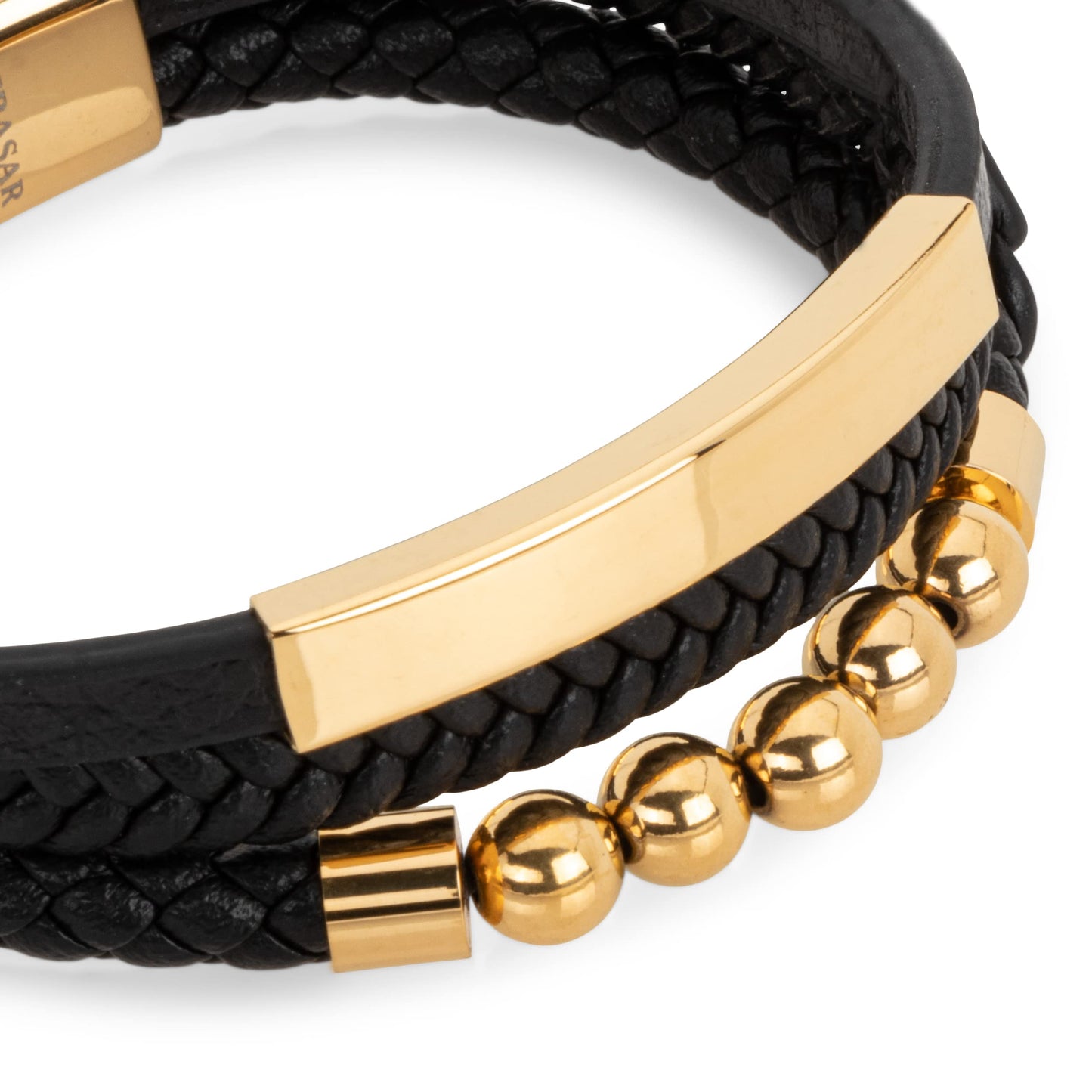 SERASAR Men's Gold Bracelet 17cm Leather Or Gift Box Braided Cowhide Adjustable Magnetic Clasp Multi Layer Wrap Jewelry Rope Male Men Magnet