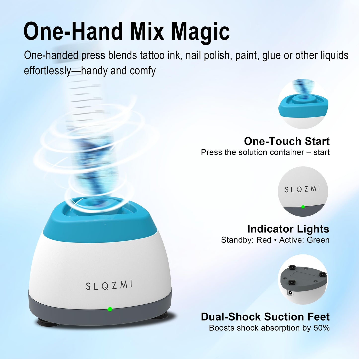 Mini Vortex Mixer, Nail Polish Shaker, Paint Shaker & Paint Mixer for Gel Polish, Acrylic Paints, Eyelash Adhesives, Tattoo Ink, Lab Vortex Mixer for Centrifuge Tubes and Test Tubes (Blue)
