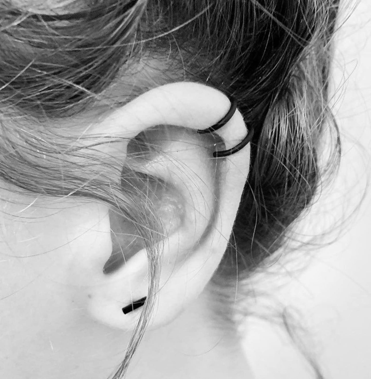 EPIRPRA Silver Hoop Earrings- Cartilage Earring Small Hoop Earrings for Women Men,4 Pairs of Hypoallergenic 925 Sterling Silver Tragus Earrings (Black,8mm/10mm/12mm/14mm)