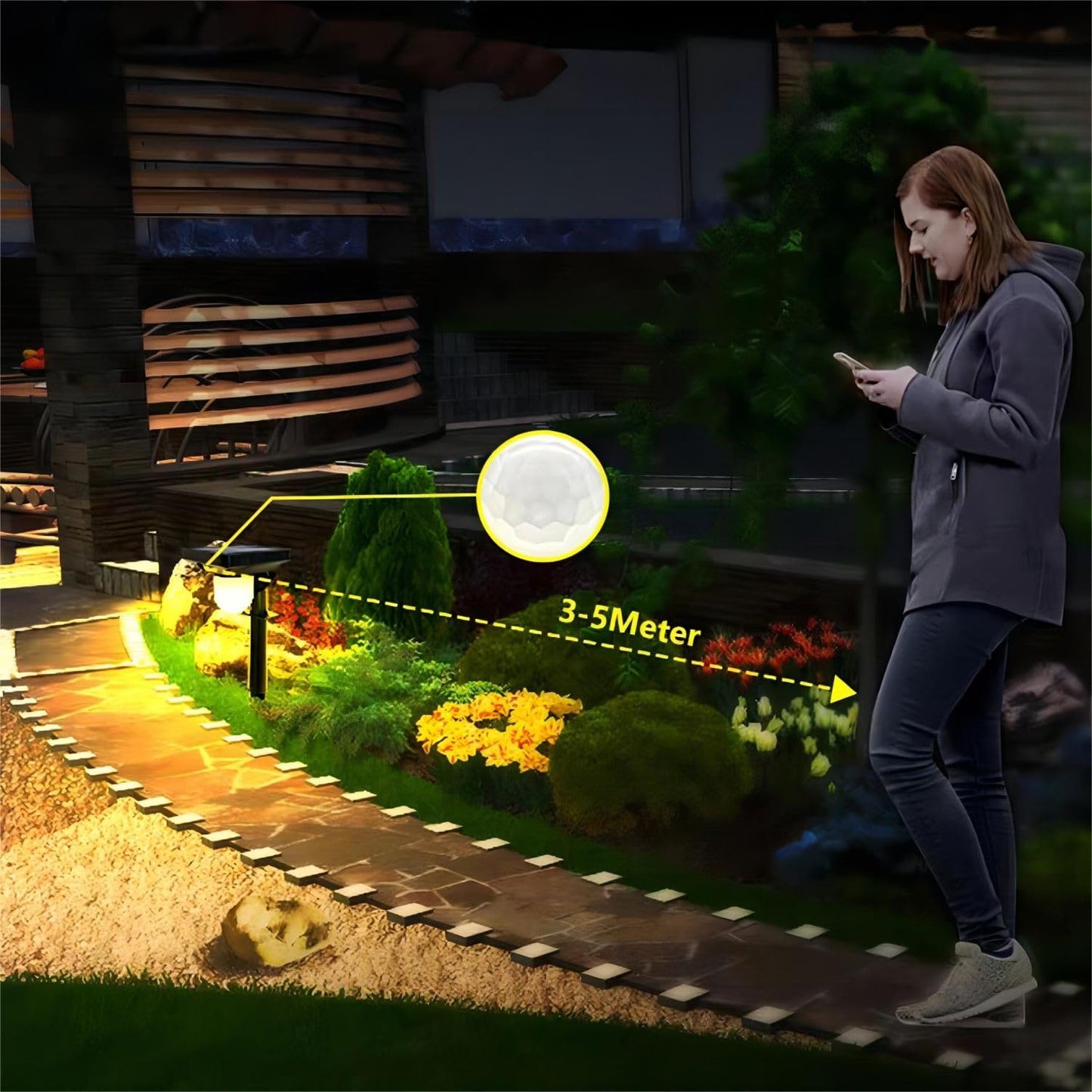 S NMT Super Bright Outdoor Solar Garden Lights Motion Sensor Pathway Light Landscape Lighting for Yard, IP65 Waterproof Solar Powered Porch Lights Walkway Lawn Patio Garden Decor