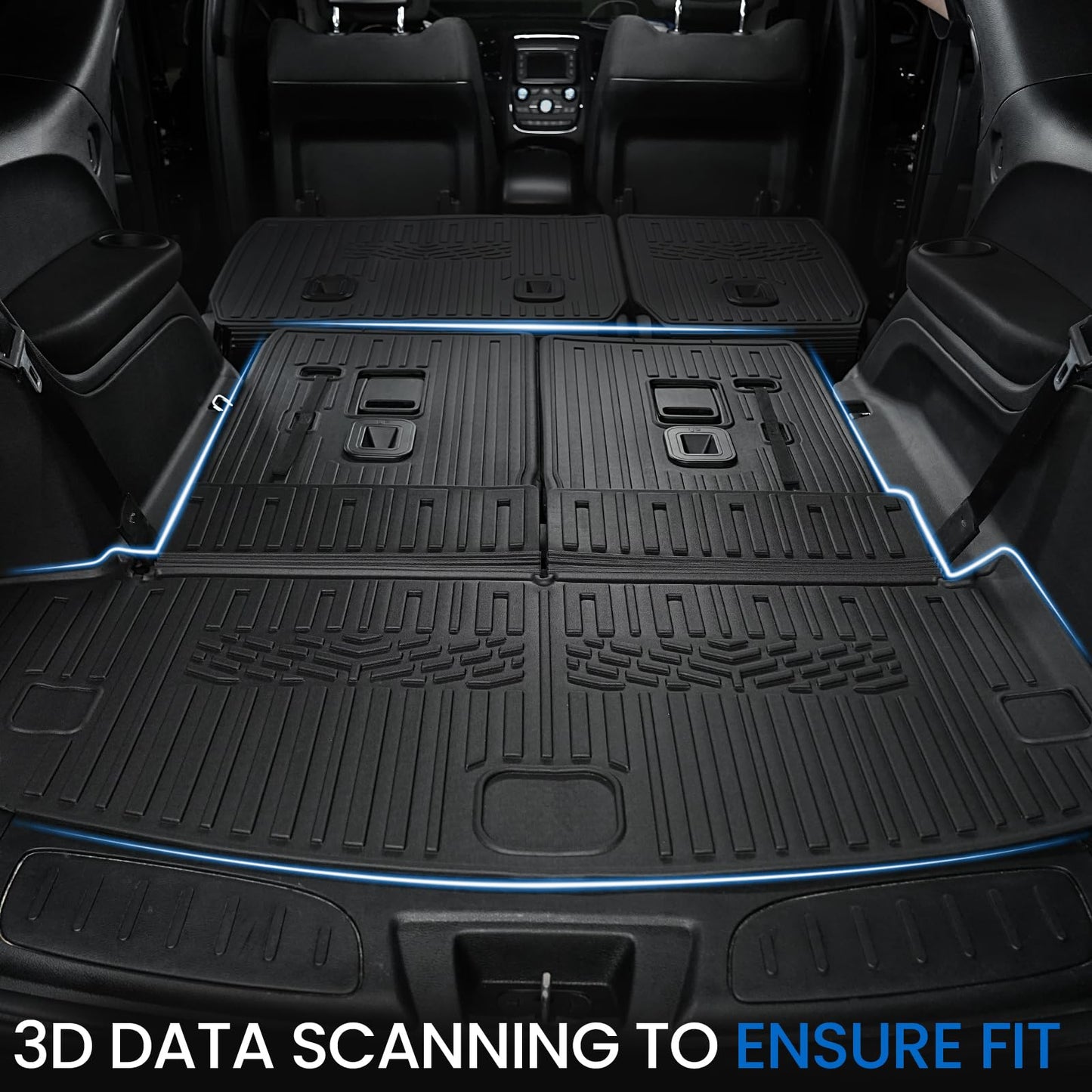 JOULARISE Floor Mats Set for 2016-2026 Dodge Durango (Only for 7 Seats with Bench Seats), All Weather TPE Backrest Mat Trunk Mat Cargo Liner Door Sill Guards Accessories (7 Seats Floor Mats Set)