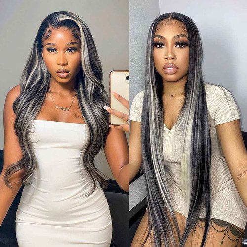 Habiliana Bundles Human Hair 24 26 28 Inch Body Wave P1B/GREY Human Hair Bundles 11A Unprocessed Brazilian Virgin Quick Weave Hair Extensions for Black Women