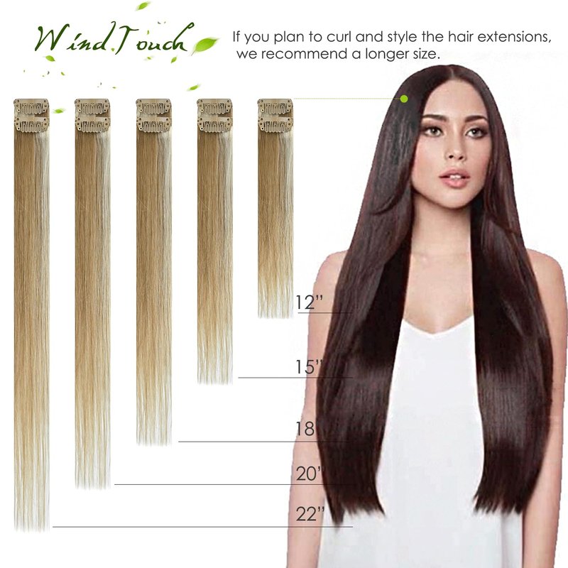 WindTouch Clip in Hair Extensions Real Human Hair Dark Blonde Hair Extensions 15Inch Straight 7PCS #12 Reddish Blonde 75g Human Hair Clip In Extensions