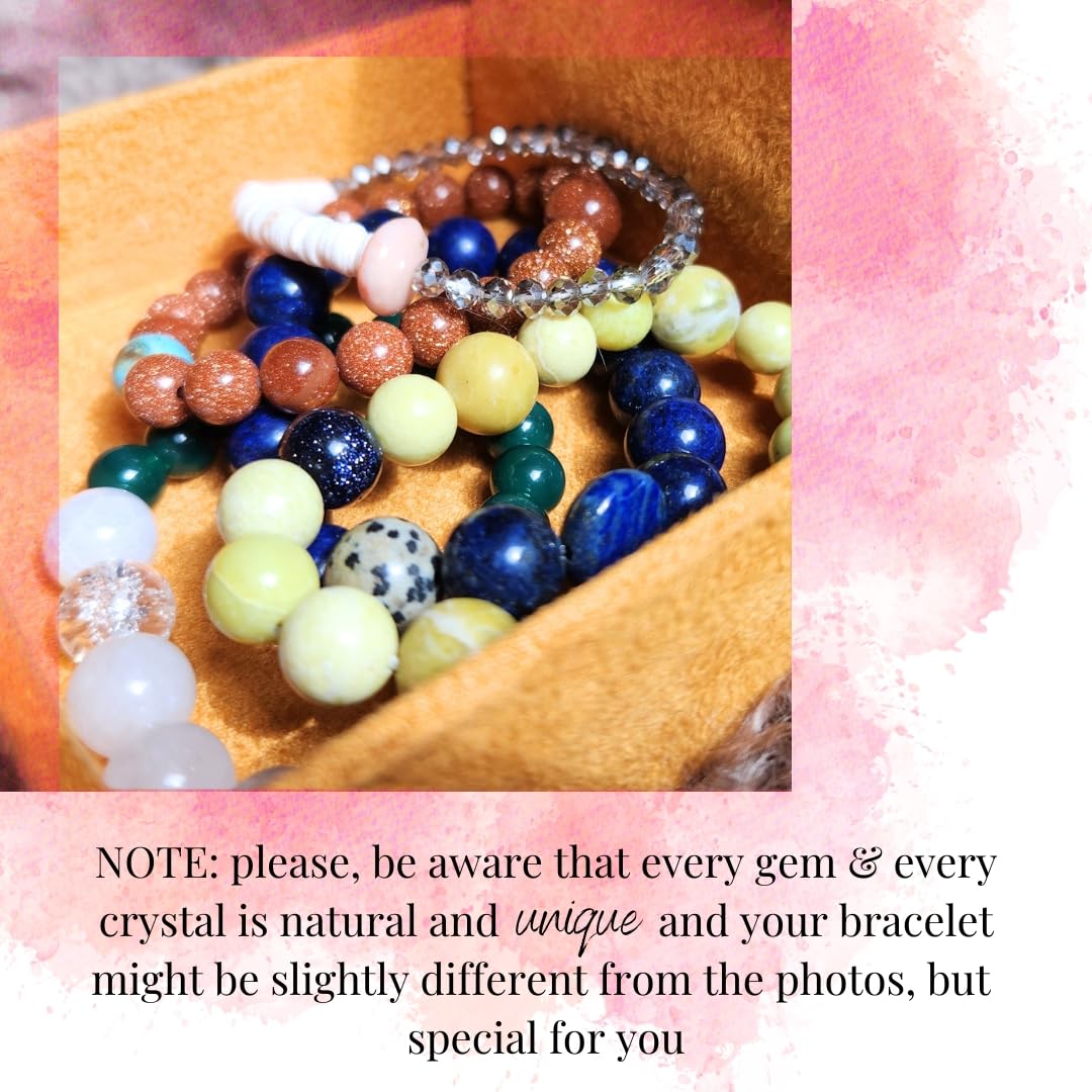 Handmade Jewelry: Crystal Bracelets for Women with Natural Gemstones - Boho Gifts by IMEL Studio (Delicate Coral Moon for consciousness and intuition)