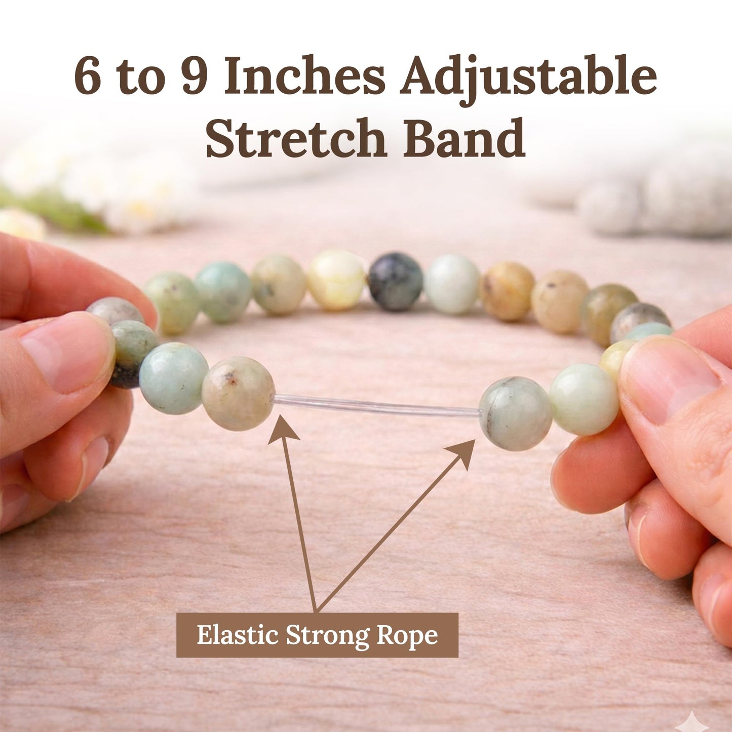 Elm City Direct 8mm Natural Stone Beaded Bracelet – Unisex Crystal Stretch Bracelets for Men & Women, Chakra & Healing Jewelry, Gift-Ready Beaded Bracelets (Amazonite, 8mm)