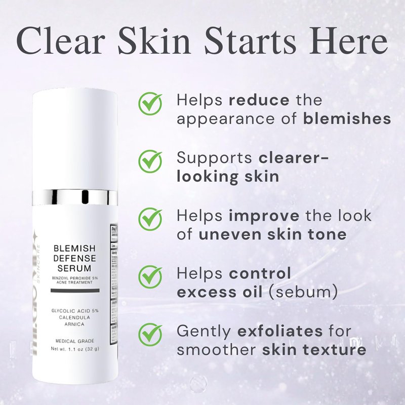 mi.Glo Blemish Defense Clarifying Facial Serum 1.1 oz with Glycolic Acid 5%, Allantoin | Lightweight Daily Face Serum for Oily & Blemish-Prone Skin | Oil Balancing Skincare