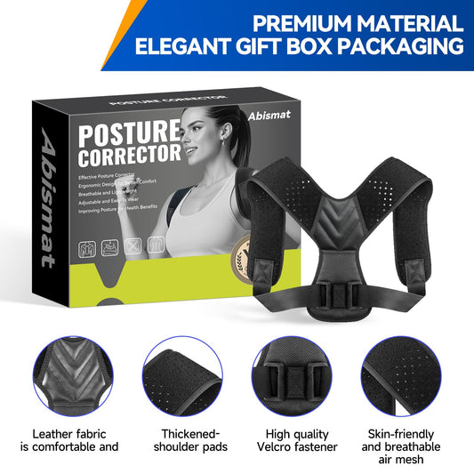 Abismat Posture Corrector-Back Brace for Men and Women- Adjustable Straightener for Mid, Upper Spine Support- Neck, Shoulder, Clavicle and Back Pain Relief, (Chest Size 27"-38")