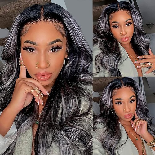 Habiliana Bundles Human Hair 20 22 24 Inch Body Wave P1B/GREY Human Hair Bundles 11A Unprocessed Brazilian Virgin Quick Weave Hair Extensions for Black Women